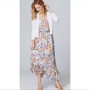J.JILL SUMMER GARDEN FAIRY FLORAL RUFFLE SLEEVELESS MAXI DRESS SIZE MEDIUM NWT